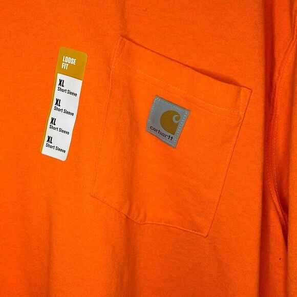 Carhartt Men’s Neon Orange Short Sleeve Loose Fit Tshirt Heavyweight size xl - Picture 2 of 5